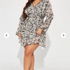 Floral Long Sleeve Mini Dress